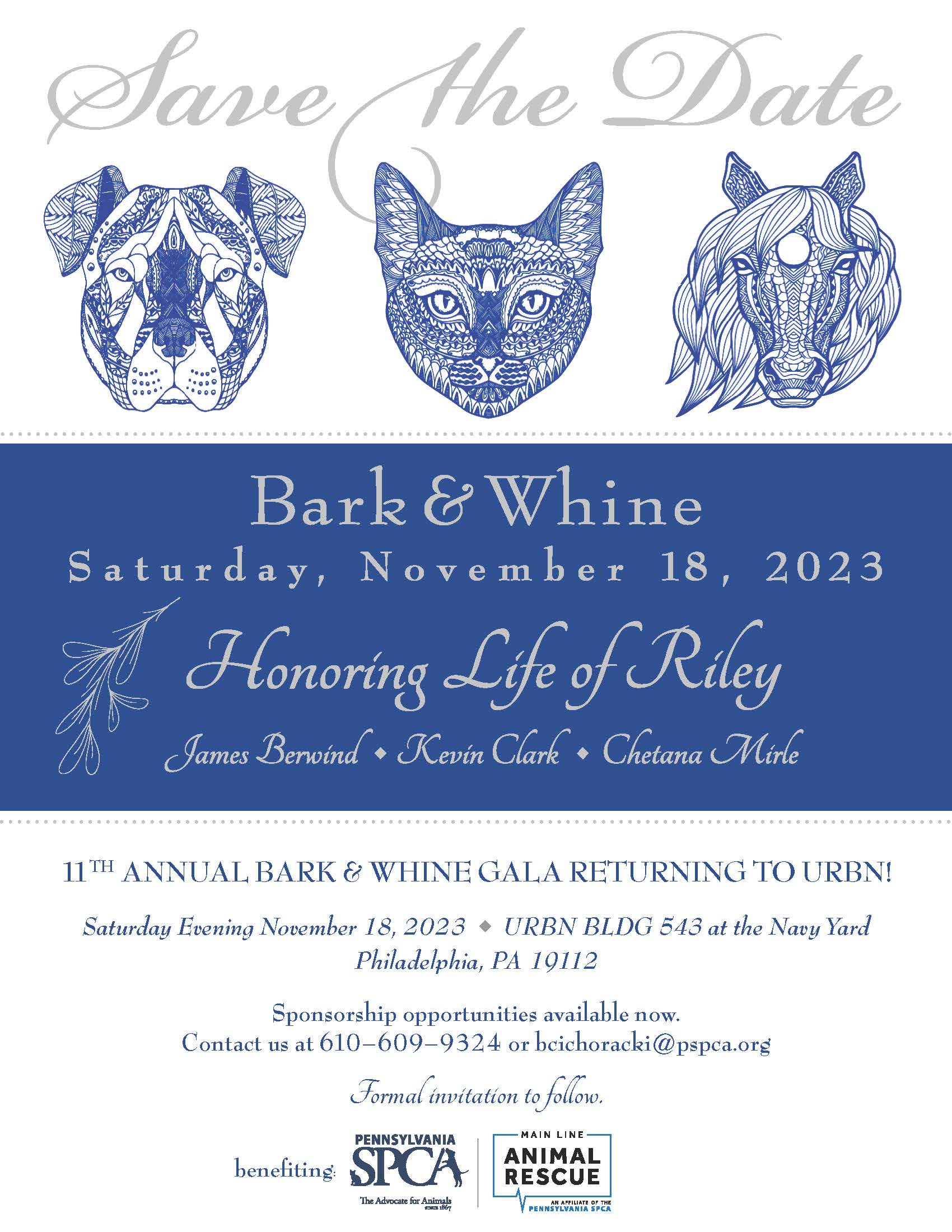 Save the Date! Bark & Whine 2023! Pennsylvania Society for the